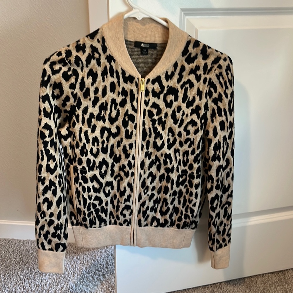 J. Crew Leopard Bomber